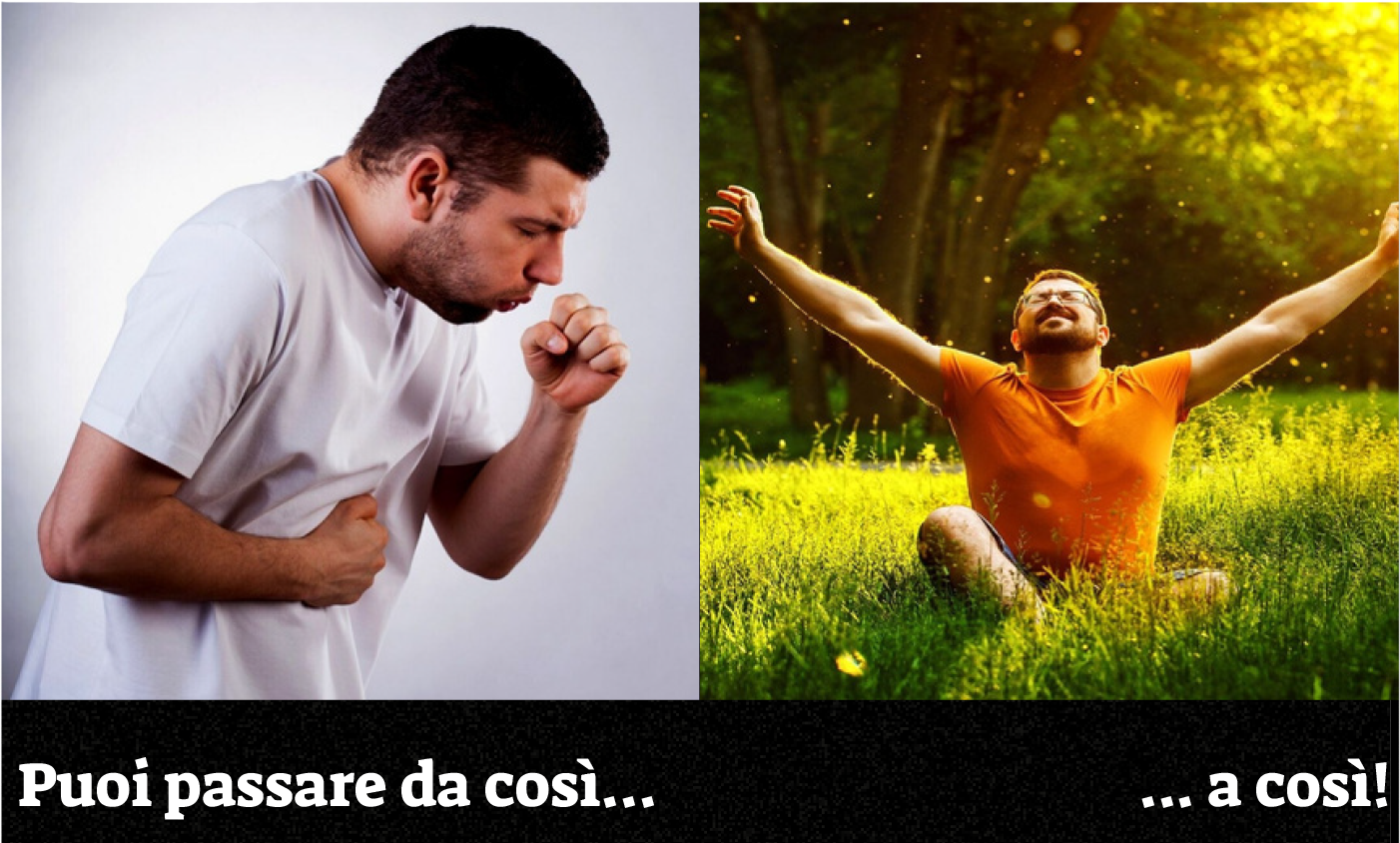 man coughing vs man living healthy